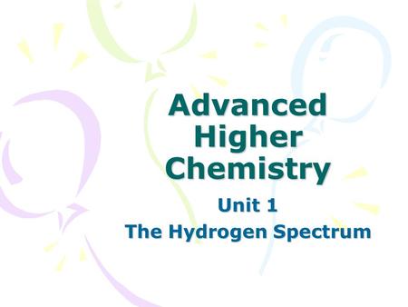 Advanced Higher Chemistry