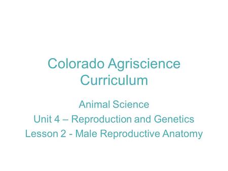 Colorado Agriscience Curriculum