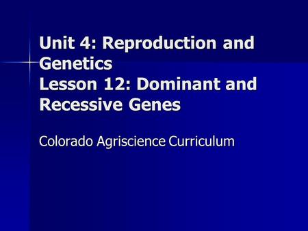 Colorado Agriscience Curriculum