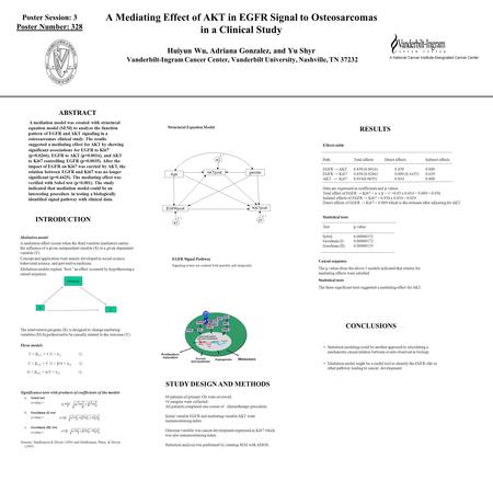 A Mediating Effect of AKT in EGFR Signal to Osteosarcomas in a Clinical Study Huiyun Wu, Adriana Gonzalez, and Yu Shyr Vanderbilt-Ingram Cancer Center,