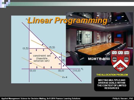 Linear Programming MGMT E-5050 THE ALLOCATION PROBLEM