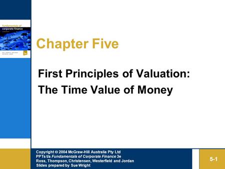 Copyright  2004 McGraw-Hill Australia Pty Ltd PPTs t/a Fundamentals of Corporate Finance 3e Ross, Thompson, Christensen, Westerfield and Jordan Slides.