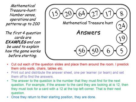 Mathematical Treasure hunt