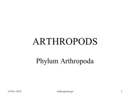 04 Nov. 2014Arthropoda.ppt1 ARTHROPODS Phylum Arthropoda.