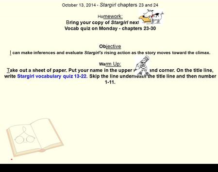 Vocab quiz on Monday - chapters 23-30