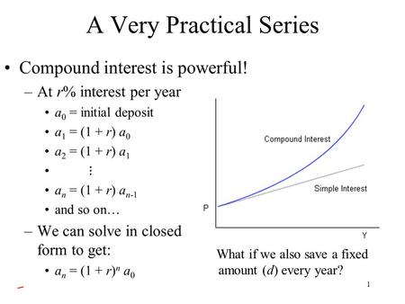 A Very Practical Series 1 What if we also save a fixed amount (d) every year?