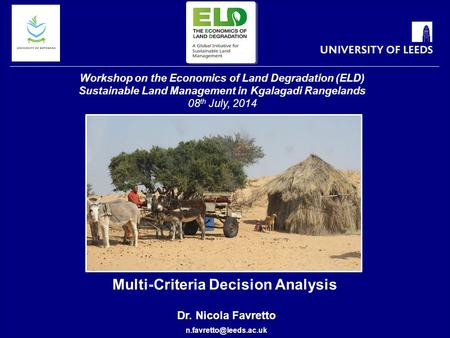 School of Earth and Environment INSTITUTE FOR CLIMATE AND ATMOSPHERIC SCIENCE Dr. Nicola Favretto Multi-Criteria Decision Analysis.