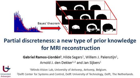 3 Bayes' theorem 2 … 1 1 2 3 Partial discreteness: a new type of prior knowledge for MRI reconstruction Gabriel Ramos-Llordén1, Hilde Segers1, Willem.