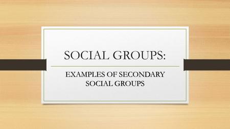 EXAMPLES OF SECONDARY SOCIAL GROUPS