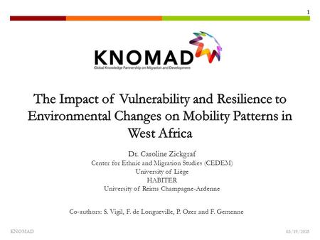 Dr. Caroline Zickgraf Center for Ethnic and Migration Studies (CEDEM) University of Liège HABITER University of Reims Champagne-Ardenne Co-authors: S.