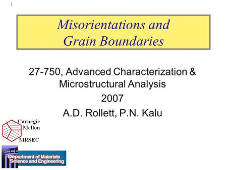 Misorientations and Grain Boundaries