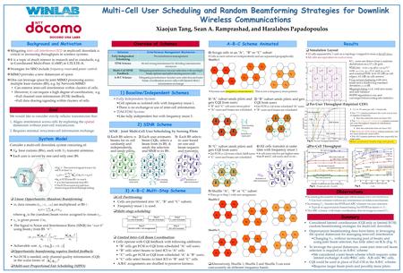 50 users per cell (N U =600) N T =6  System uses frequency reuse factor 1. This is not a frequency reuse pattern.  Mitigating inter-cell interference.