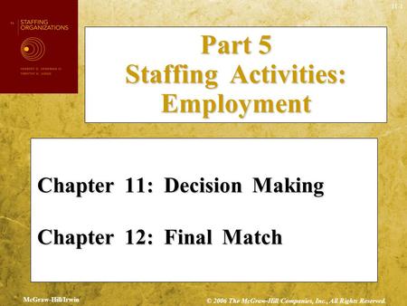 Part 5 Staffing Activities: Employment