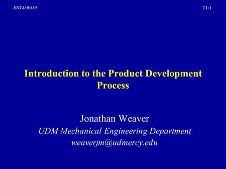 Introduction to the Product Development Process