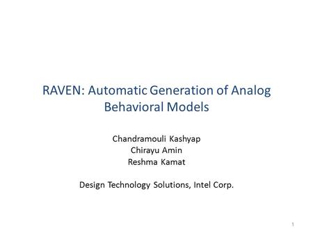 RAVEN: Automatic Generation of Analog Behavioral Models