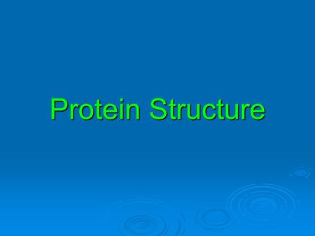 Protein Structure. Why study protein structure? Studying the structure model allows better understanding of the structure-function relationship, and is.