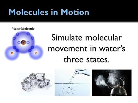 Simulate molecular movement in water’s three states.