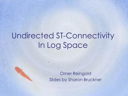 Undirected ST-Connectivity In Log Space