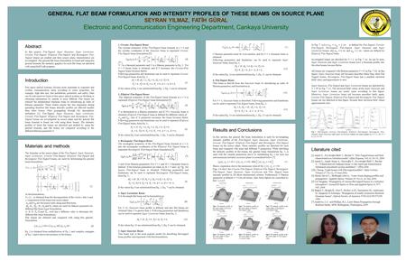 GENERAL FLAT BEAM FORMULATION AND INTENSITY PROFILES OF THESE BEAMS ON SOURCE PLANE SEYRAN YILMAZ, FATİH GÜRAL Electronic and Communication Engineering.