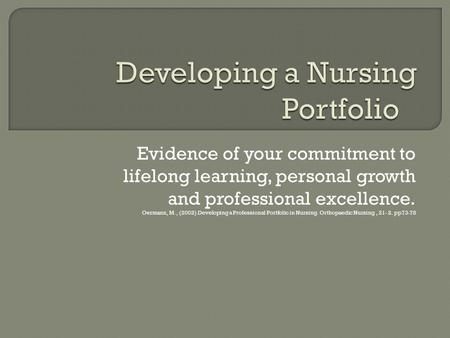 Developing a Nursing Portfolio