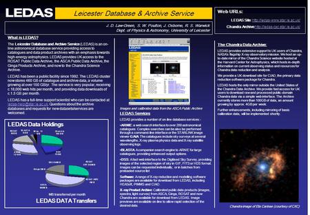 Leicester Database & Archive Service J. D. Law-Green, S. W. Poulton, J. Osborne, R. S. Warwick Dept. of Physics & Astronomy, University of Leicester LEDAS.