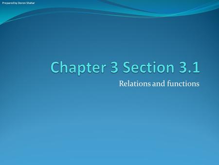 Relations and functions