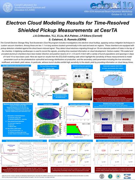 49th ICFA Advanced Beam Dynamics Workshop October 8 –12, 2010 LEPP, the Cornell University Laboratory for Elementary-Particle Physics, has joined with.