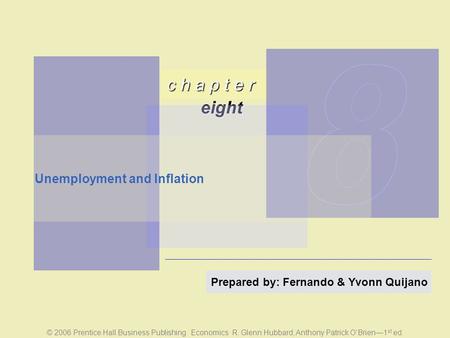 C h a p t e r eight © 2006 Prentice Hall Business Publishing Economics R. Glenn Hubbard, Anthony Patrick O’Brien—1 st ed. Prepared by: Fernando & Yvonn.