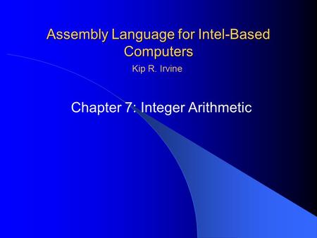 Assembly Language for Intel-Based Computers