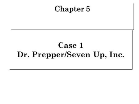 Case 1 Dr. Prepper/Seven Up, Inc. Chapter 5. Background   Kate Cox Brand Manager   2001 began drafting the brand’s annual advertising and promotion.