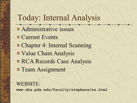 Today: Internal Analysis