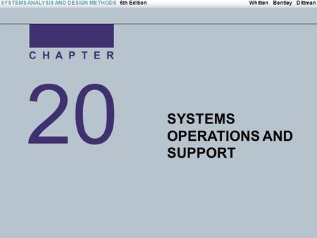 Irwin/McGraw-Hill Copyright © 2004 The McGraw-Hill Companies. All Rights reserved Whitten Bentley DittmanSYSTEMS ANALYSIS AND DESIGN METHODS6th Edition.