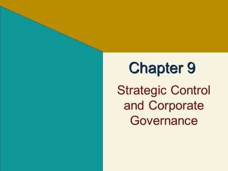 Strategic Control and Corporate Governance