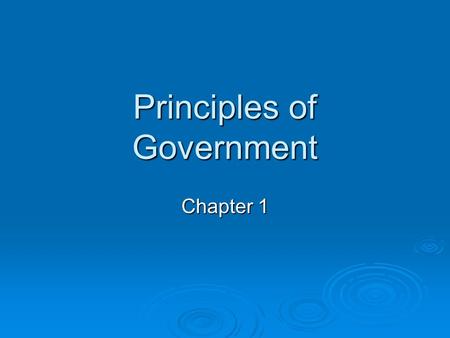 Principles of Government