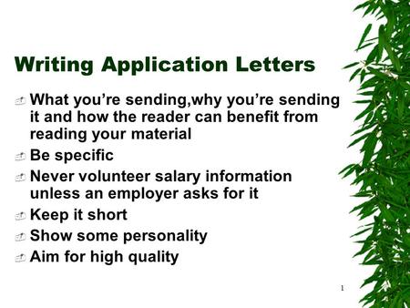 Writing Application Letters