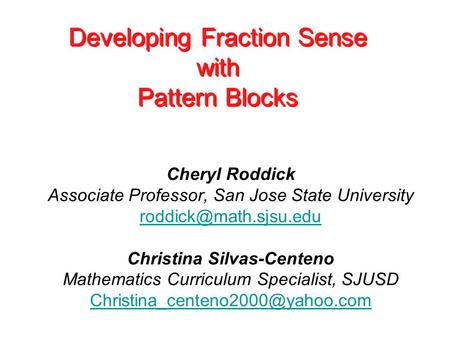 Developing Fraction Sense