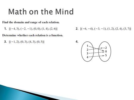 Unit 3, Lesson 3 Mrs. King  Function rule: an equation that describes a function.  Function notation: when you use f(x) = instead of y =.