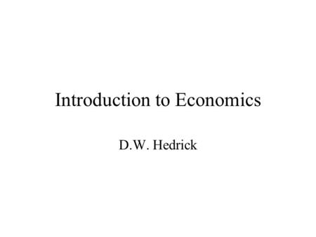 Introduction to Economics