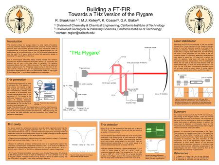 Building a FT-FIR Towards a THz version of the Flygare R. Braakman 1,*) ; M.J. Kelley 1), K. Cossel 1), G.A. Blake 2) 1) Division of Chemistry & Chemical.