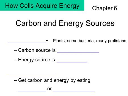 How Cells Acquire Energy