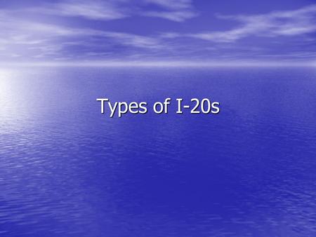 Types of I-20s. Initial I-20 Used for a student’s initial entry to the United States to study as an F-1 student Used for a student’s initial entry to.