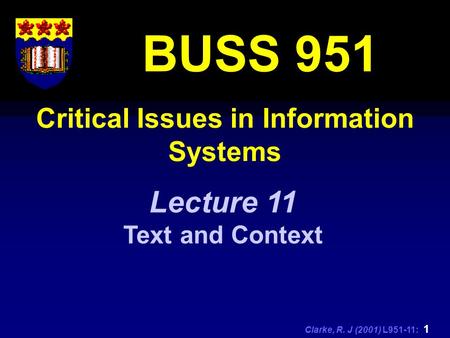 Critical Issues in Information Systems