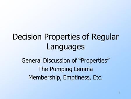 Decision Properties of Regular Languages