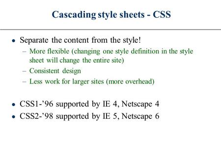 Cascading style sheets - CSS