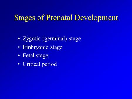 Stages of Prenatal Development