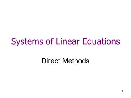 Systems of Linear Equations