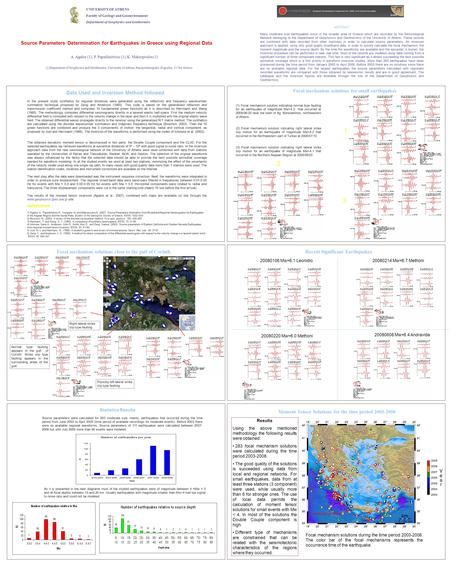 UNIVERSITY OF ATHENS Faculty of Geology and Geoenvironment Department of Geophysics and Geothermics A. Agalos (1), P. Papadimitriou (1), K. Makropoulos.