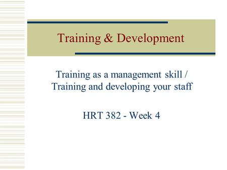 Training & Development