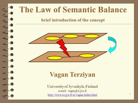 1 The Law of Semantic Balance brief introduction of the concept Vagan Terziyan University of Jyvaskyla, Finland