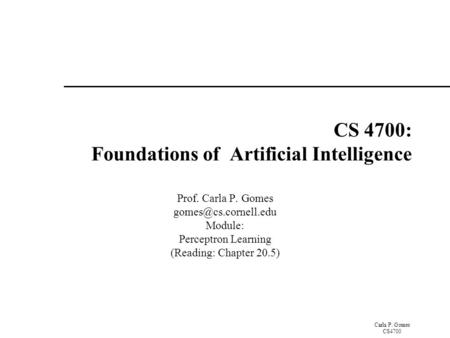 CS 4700: Foundations of Artificial Intelligence